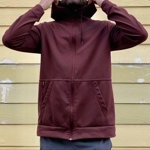 Mens Nike Dri-Fit Maroon Zip Up Hoodie Sweatshirt